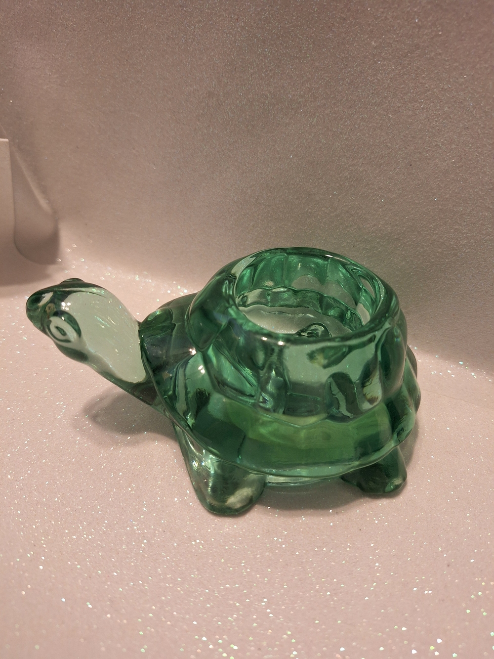 Indiana Glass Turtle Votive Holder Spanish Green Vintage NOS Original Candle